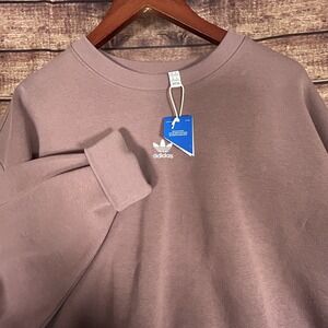 Adidas Cropped Crewneck Sweatshirt Womens Purple Trefoil Logo Pullover 3X NWT